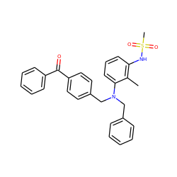 Cc1c(NS(C)(=O)=O)cccc1N(Cc1ccccc1)Cc1ccc(C(=O)c2ccccc2)cc1 ZINC000028349431