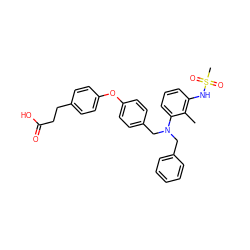 Cc1c(NS(C)(=O)=O)cccc1N(Cc1ccccc1)Cc1ccc(Oc2ccc(CCC(=O)O)cc2)cc1 ZINC000028362718