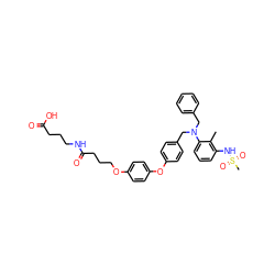 Cc1c(NS(C)(=O)=O)cccc1N(Cc1ccccc1)Cc1ccc(Oc2ccc(OCCCC(=O)NCCCC(=O)O)cc2)cc1 ZINC000028369393