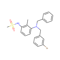 Cc1c(NS(C)(=O)=O)cccc1N(Cc1ccccc1)Cc1cccc(Br)c1 ZINC000026289335