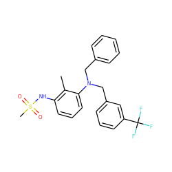 Cc1c(NS(C)(=O)=O)cccc1N(Cc1ccccc1)Cc1cccc(C(F)(F)F)c1 ZINC000026280823