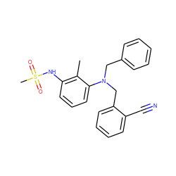 Cc1c(NS(C)(=O)=O)cccc1N(Cc1ccccc1)Cc1ccccc1C#N ZINC000026291887