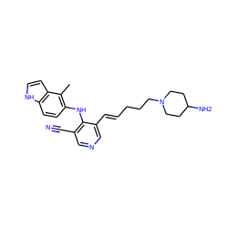 Cc1c(Nc2c(C#N)cncc2/C=C/CCCN2CCC(N)CC2)ccc2[nH]ccc12 ZINC000045390492