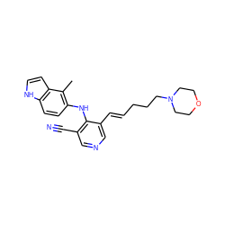 Cc1c(Nc2c(C#N)cncc2/C=C/CCCN2CCOCC2)ccc2[nH]ccc12 ZINC000045365381