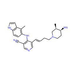 Cc1c(Nc2c(C#N)cncc2/C=C/CCN2CC[C@H](N)[C@H](C)C2)ccc2[nH]ccc12 ZINC000045386198