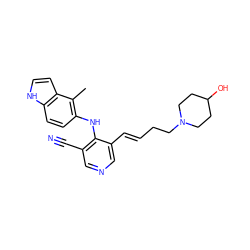 Cc1c(Nc2c(C#N)cncc2/C=C/CCN2CCC(O)CC2)ccc2[nH]ccc12 ZINC000045353481