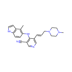 Cc1c(Nc2c(C#N)cncc2/C=C/CN2CCN(C)CC2)ccc2[nH]ccc12 ZINC000045365384