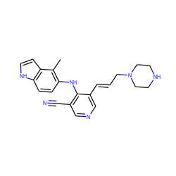 Cc1c(Nc2c(C#N)cncc2/C=C/CN2CCNCC2)ccc2[nH]ccc12 ZINC000045348312