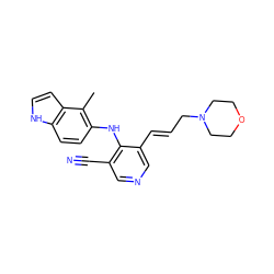 Cc1c(Nc2c(C#N)cncc2/C=C/CN2CCOCC2)ccc2[nH]ccc12 ZINC000045339772