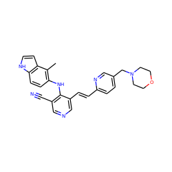 Cc1c(Nc2c(C#N)cncc2/C=C/c2ccc(CN3CCOCC3)cn2)ccc2[nH]ccc12 ZINC000049113037