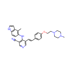 Cc1c(Nc2c(C#N)cncc2/C=C/c2ccc(OCCN3CCN(C)CC3)cc2)ccc2[nH]ccc12 ZINC000045258531