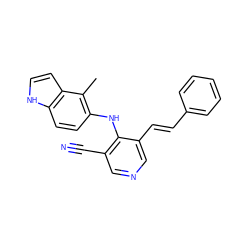 Cc1c(Nc2c(C#N)cncc2/C=C/c2ccccc2)ccc2[nH]ccc12 ZINC000045318160