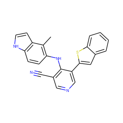 Cc1c(Nc2c(C#N)cncc2-c2cc3ccccc3s2)ccc2[nH]ccc12 ZINC000045300455