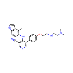 Cc1c(Nc2c(C#N)cncc2-c2ccc(OCCNCCN(C)C)cc2)ccc2[nH]ccc12 ZINC000040953542