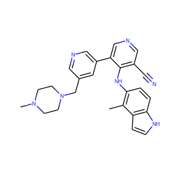 Cc1c(Nc2c(C#N)cncc2-c2cncc(CN3CCN(C)CC3)c2)ccc2[nH]ccc12 ZINC000045245502