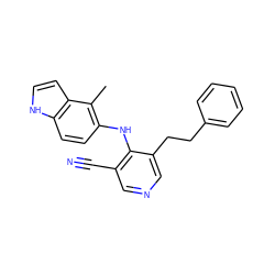 Cc1c(Nc2c(C#N)cncc2CCc2ccccc2)ccc2[nH]ccc12 ZINC000045303074