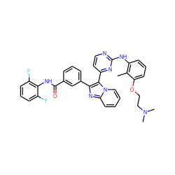 Cc1c(Nc2nccc(-c3c(-c4cccc(C(=O)Nc5c(F)cccc5F)c4)nc4ccccn34)n2)cccc1OCCN(C)C ZINC000113541199