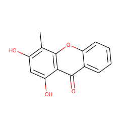 Cc1c(O)cc(O)c2c(=O)c3ccccc3oc12 ZINC000028397536