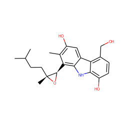 Cc1c(O)cc2c([nH]c3c(O)ccc(CO)c32)c1[C@H]1O[C@]1(C)CCC(C)C ZINC000000598404