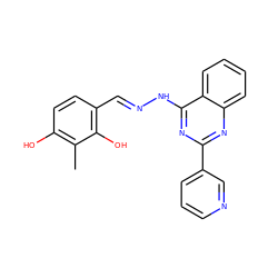 Cc1c(O)ccc(/C=N/Nc2nc(-c3cccnc3)nc3ccccc23)c1O ZINC000004851671