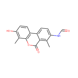 Cc1c(O)ccc2c1oc(=O)c1c(C)c(NC=O)ccc12 ZINC000028569913