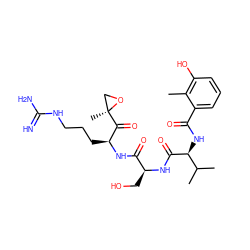 Cc1c(O)cccc1C(=O)N[C@H](C(=O)N[C@@H](CO)C(=O)N[C@@H](CCCNC(=N)N)C(=O)[C@@]1(C)CO1)C(C)C ZINC000095583570