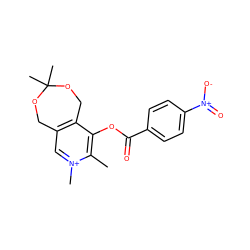 Cc1c(OC(=O)c2ccc([N+](=O)[O-])cc2)c2c(c[n+]1C)COC(C)(C)OC2 ZINC000003672651