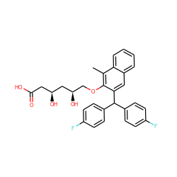 Cc1c(OC[C@@H](O)C[C@@H](O)CC(=O)O)c(C(c2ccc(F)cc2)c2ccc(F)cc2)cc2ccccc12 ZINC000013824731