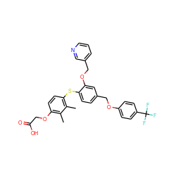 Cc1c(OCC(=O)O)ccc(Sc2ccc(COc3ccc(C(F)(F)F)cc3)cc2OCc2cccnc2)c1C ZINC000042804577