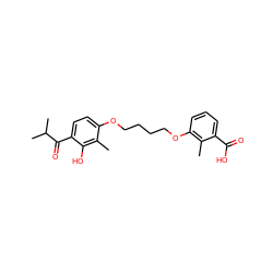 Cc1c(OCCCCOc2ccc(C(=O)C(C)C)c(O)c2C)cccc1C(=O)O ZINC000169351442