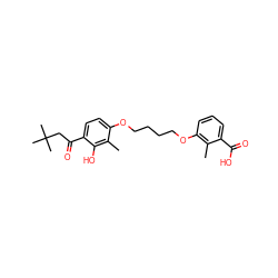 Cc1c(OCCCCOc2ccc(C(=O)CC(C)(C)C)c(O)c2C)cccc1C(=O)O ZINC000169351867