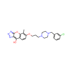 Cc1c(OCCCN2CCN(Cc3cccc(Cl)c3)CC2)ccc2c(O)c3nnnc-3oc12 ZINC000101472790