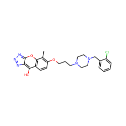 Cc1c(OCCCN2CCN(Cc3ccccc3Cl)CC2)ccc2c(O)c3nnnc-3oc12 ZINC000100823544