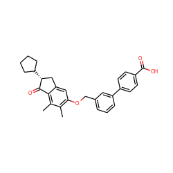 Cc1c(OCc2cccc(-c3ccc(C(=O)O)cc3)c2)cc2c(c1C)C(=O)[C@H](C1CCCC1)C2 ZINC000006718473