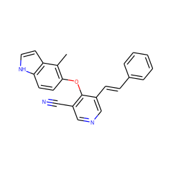 Cc1c(Oc2c(C#N)cncc2/C=C/c2ccccc2)ccc2[nH]ccc12 ZINC000045302548