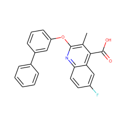 Cc1c(Oc2cccc(-c3ccccc3)c2)nc2ccc(F)cc2c1C(=O)O ZINC000029464484