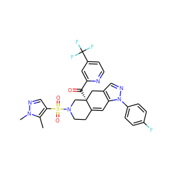 Cc1c(S(=O)(=O)N2CCC3=Cc4c(cnn4-c4ccc(F)cc4)C[C@]3(C(=O)c3cc(C(F)(F)F)ccn3)C2)cnn1C ZINC000221703293