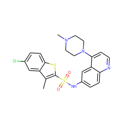 Cc1c(S(=O)(=O)Nc2ccc3nccc(N4CCN(C)CC4)c3c2)sc2ccc(Cl)cc12 ZINC000001494077