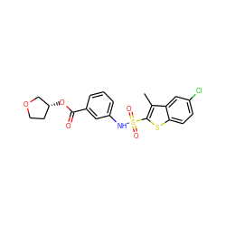 Cc1c(S(=O)(=O)Nc2cccc(C(=O)O[C@@H]3CCOC3)c2)sc2ccc(Cl)cc12 ZINC000114593305