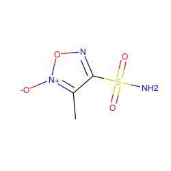 Cc1c(S(N)(=O)=O)no[n+]1[O-] ZINC000139090601