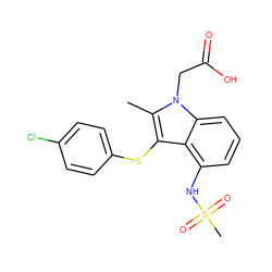 Cc1c(Sc2ccc(Cl)cc2)c2c(NS(C)(=O)=O)cccc2n1CC(=O)O ZINC000038309263