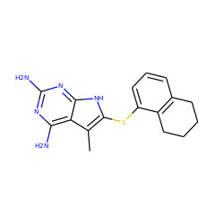 Cc1c(Sc2cccc3c2CCCC3)[nH]c2nc(N)nc(N)c12 ZINC000045393800