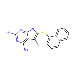 Cc1c(Sc2cccc3ccccc23)[nH]c2nc(N)nc(N)c12 ZINC000013580841