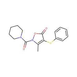 Cc1c(Sc2ccccc2)c(=O)on1C(=O)N1CCCCC1 ZINC000026848778