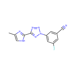 Cc1c[nH]c(-c2nnn(-c3cc(F)cc(C#N)c3)n2)n1 ZINC000028394818