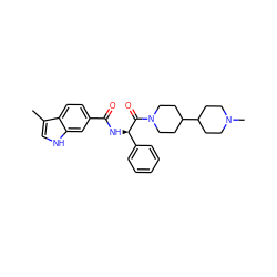 Cc1c[nH]c2cc(C(=O)N[C@@H](C(=O)N3CCC(C4CCN(C)CC4)CC3)c3ccccc3)ccc12 ZINC000064528213