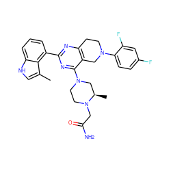 Cc1c[nH]c2cccc(-c3nc4c(c(N5CCN(CC(N)=O)[C@H](C)C5)n3)CN(c3ccc(F)cc3F)CC4)c12 ZINC000146978066