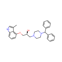 Cc1c[nH]c2cccc(OC[C@@H](O)CN3CCN(C(c4ccccc4)c4ccccc4)CC3)c12 ZINC000020461866