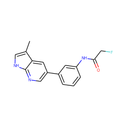 Cc1c[nH]c2ncc(-c3cccc(NC(=O)CF)c3)cc12 ZINC000221090751