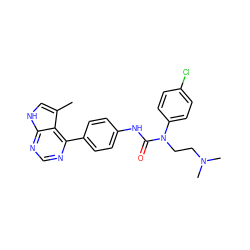 Cc1c[nH]c2ncnc(-c3ccc(NC(=O)N(CCN(C)C)c4ccc(Cl)cc4)cc3)c12 ZINC000299870738